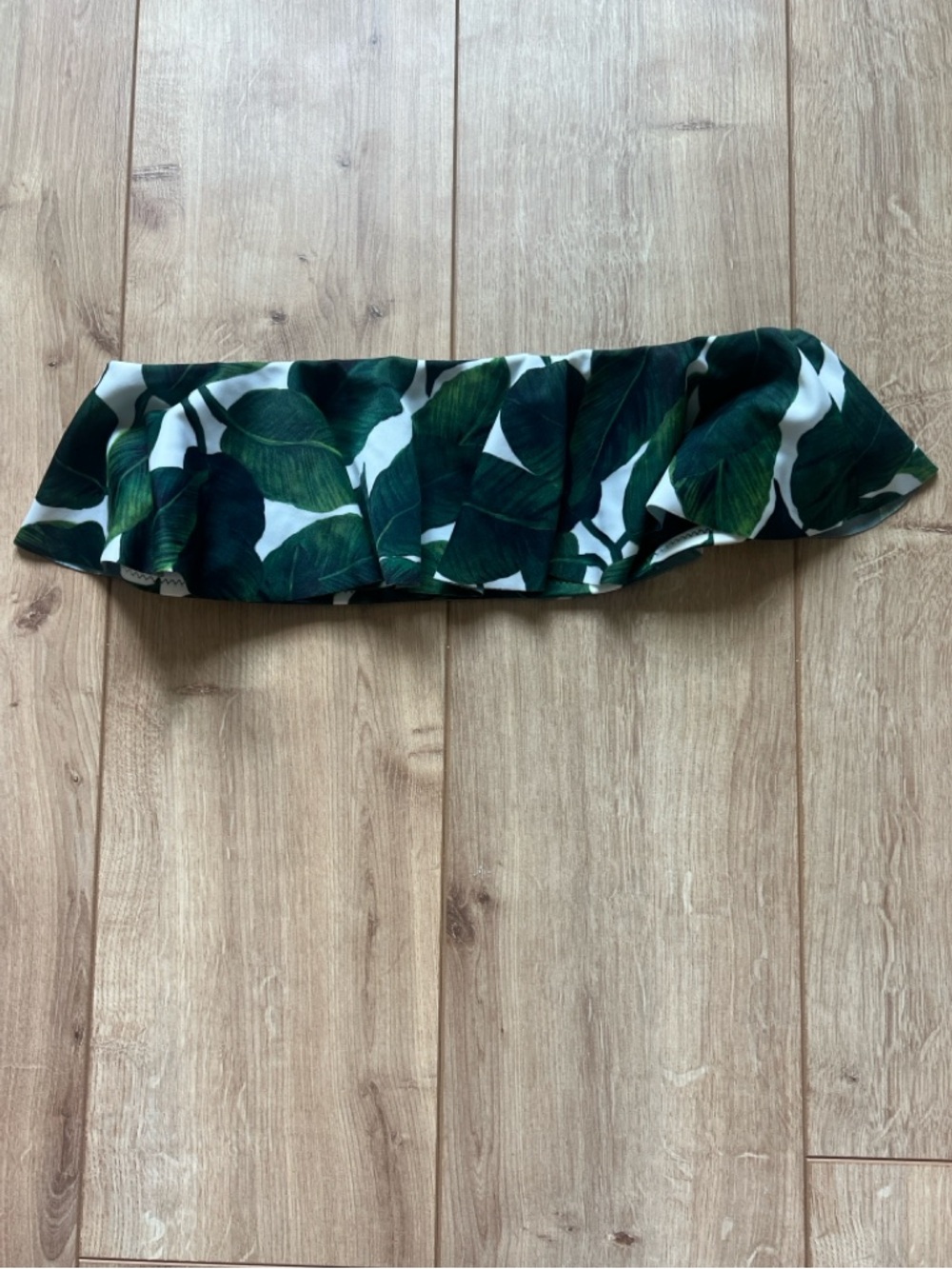 Milly Ruffled Banana Leaf Print Bikini Top